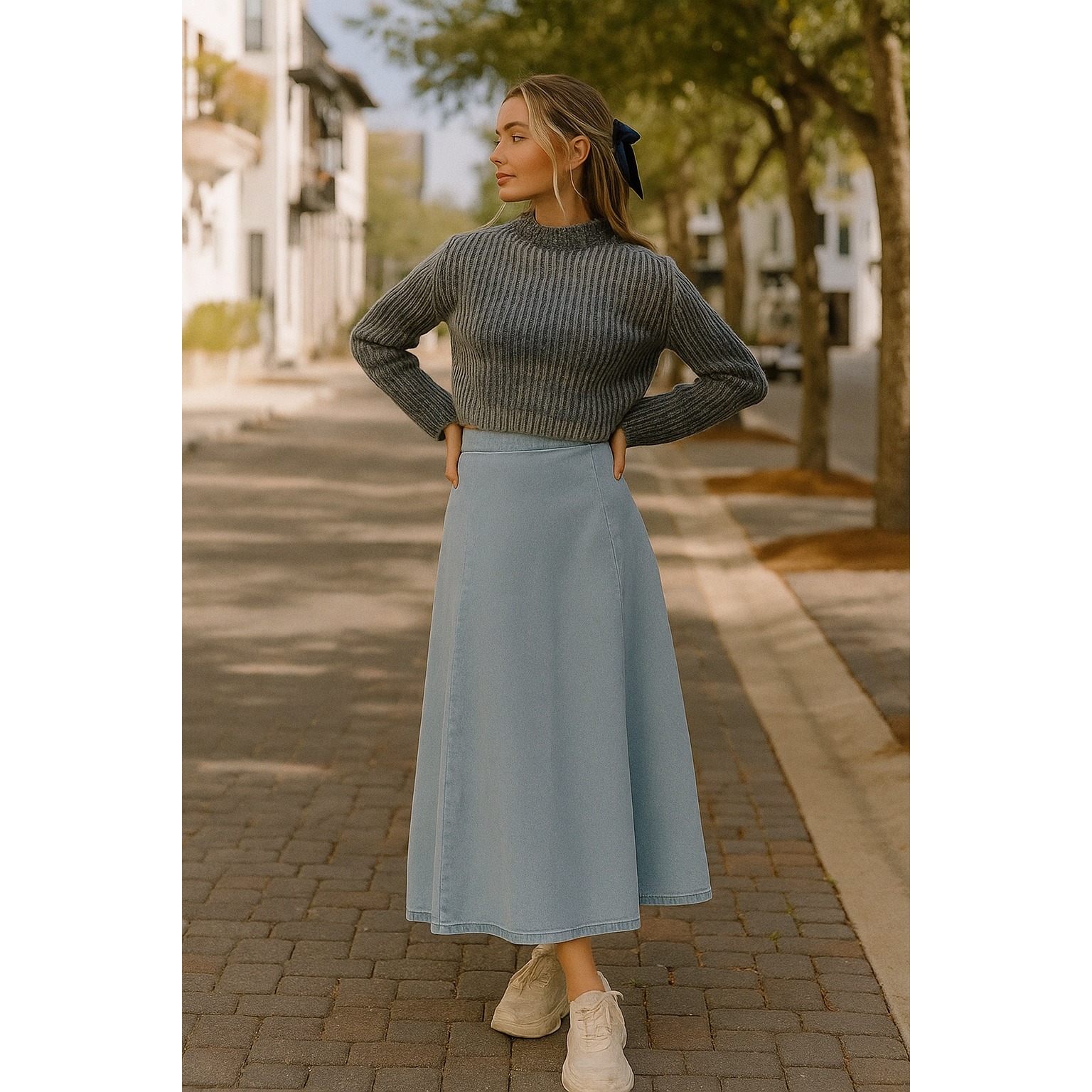 Naadam Blue Ribbed Sweater Wool Alpaca Cashmere Xs